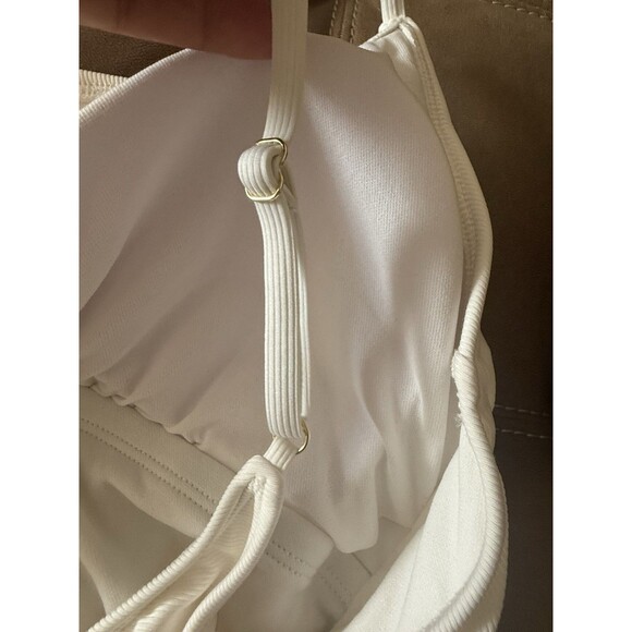 NWT Shade & Shore Swimsuit Womens Sz XL (16) White One Piece Ribbed Drawstring - Picture 8 of 15